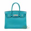 Hermes　Birkin bag 30　Blue paon　Clemence leather　Silver hardware