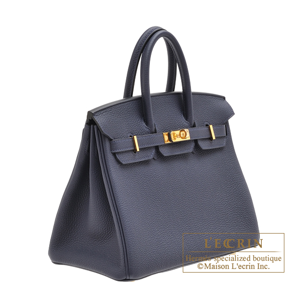 Hermes Birkin bag 25 Blue nuit Togo leather Gold hardware