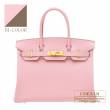 Hermes　Personal Birkin bag 30　Rose sakura/　Etoupe grey　Chevre myzore goatskin　Gold hardware