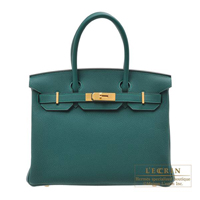 Hermes　Birkin bag 30　Malachite　Togo leather　Gold hardware