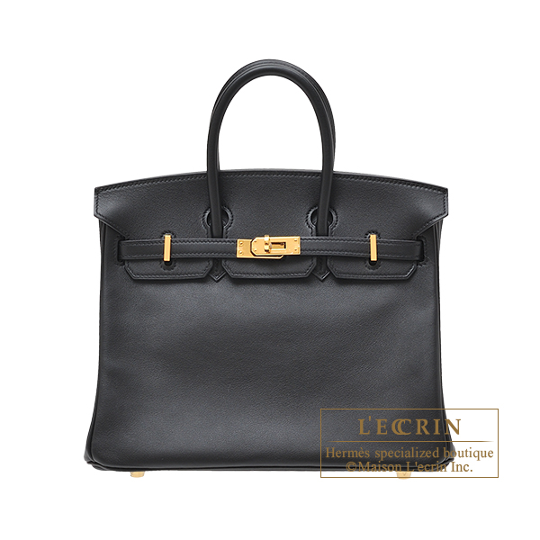 Hermes　Birkin bag 25　Black　Swift leather　Gold hardware