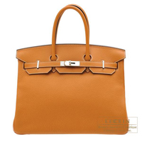 Hermes　Birkin bag 35　Toffee　Clemence leather　Silver hardware