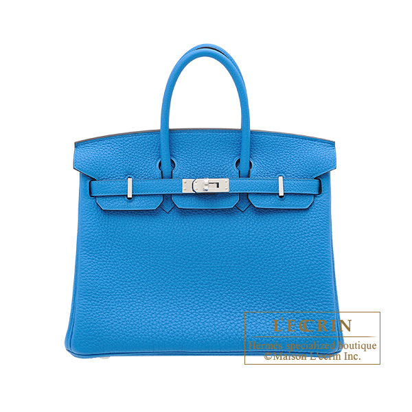 Hermes Birkin bag 25 Blue zanzibar Togo leather Silver hardware