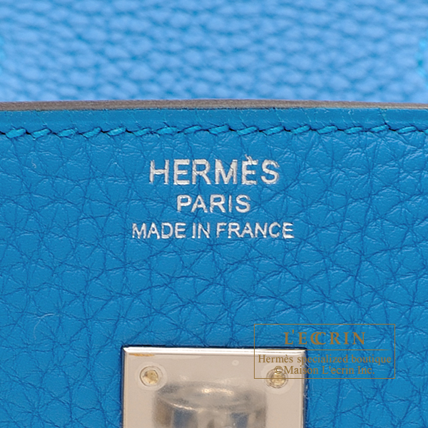 Hermes Birkin bag 25 Blue zanzibar Togo leather Silver hardware