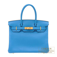 Hermes　Birkin bag 30　Blue zanzibar　Clemence leather　Gold hardware