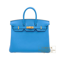 Hermes　Birkin bag 25　Blue zanzibar　Togo leather　Gold hardware