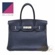 Hermes　Birkin Verso bag 30　Blue nuit/　Rose purple　Clemence leather　Silver hardware