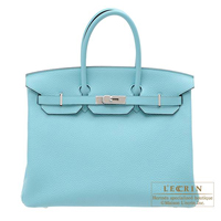 Hermes　Birkin bag 35　Blue atoll　Clemence leather　Silver hardware