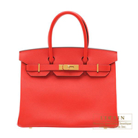 Hermes　Birkin bag 30　Rouge tomate　Epsom leather　Gold hardware