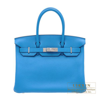 Hermes　Birkin bag 30　Blue zanzibar　Clemence leather　Silver hardware