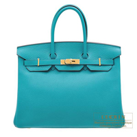 Hermes　Birkin bag 35　Blue paon　Clemence leather　Gold hardware