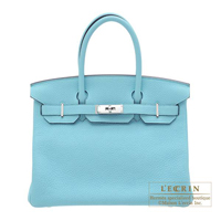 Hermes　Birkin bag 30　Blue atoll　Clemence leather　Silver hardware