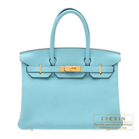 Hermes　Birkin bag 30　Blue atoll　Clemence leather　Gold hardware