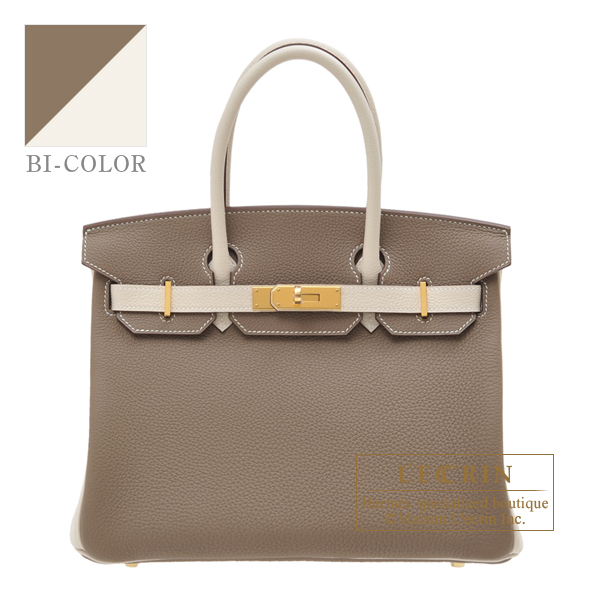 Hermes　Personal Birkin bag 30　Etoupe grey/　Craie　Togo leather　Gold hardware