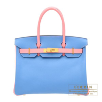 Hermes　Personal Birkin bag 30　Blue paradise/　Rose confetti　Epsom leather　Matt gold hardware