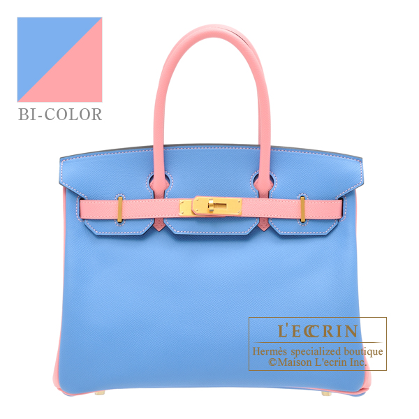 Hermes　Personal Birkin bag 30　Blue paradise/　Rose confetti　Epsom leather　Matt gold hardware