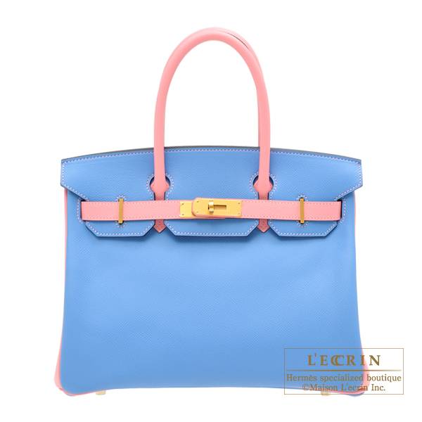 Hermes Personal Birkin bag 30 Blue paradise/ Rose confetti Epsom leather  Matt gold hardware