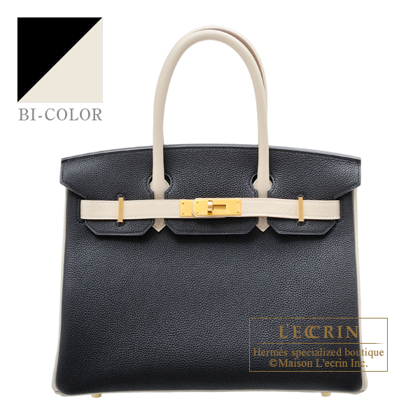 Hermes　Personal Birkin bag 30　Black/Craie　Togo leather　Matt gold hardware