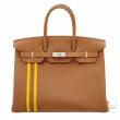 Hermes　Birkin Officier 35　Gold/Jaune ambre　Togo leather/　Swift leather　Silver hardware