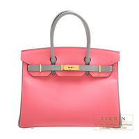 Hermes　Personal Birkin bag 30　Rose azalee/　Gris mouette　Epsom leather　Gold hardware