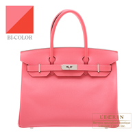 Hermes　Personal Birkin bag 30　Rose azalee/　Vermillon　Epsom leather　Silver hardware