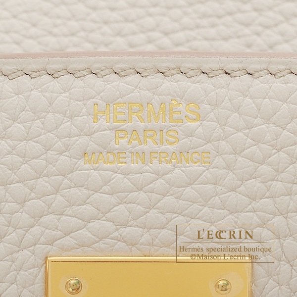 Hermes Birkin bag 30 Beton Clemence leather Gold hardware