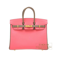 Hermes　Personal Birkin bag 25　Rose azalee/　Etoupe grey　Epsom leather　Gold hardware