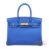 Hermes　Birkin bag 30　Blue zellige　Togo leather　Gold hardware