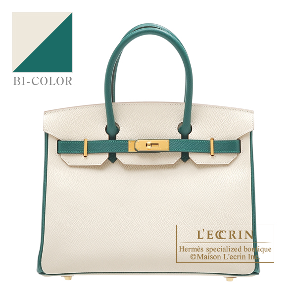 Hermes　Personal Birkin bag 30　Craie/Malachite　Epsom leather　Gold hardware