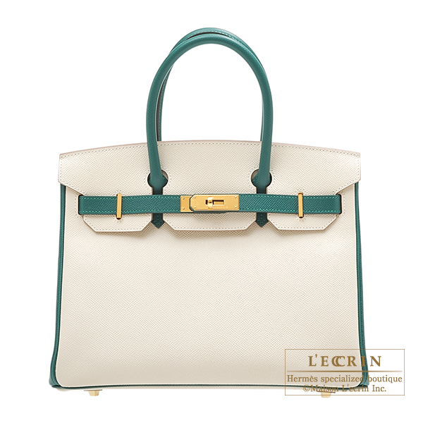 Hermes Personal Birkin bag 30 Craie/Malachite Epsom leather Gold