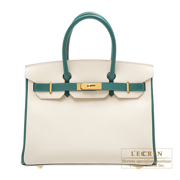 Hermes Birkin Handbag Malachite Togo with Gold Hardware 30