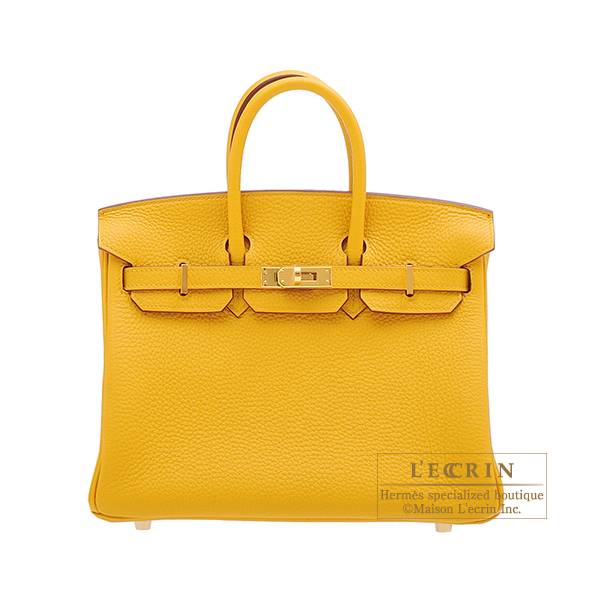 Hermes Birkin bag 25 Jaune ambre Togo 