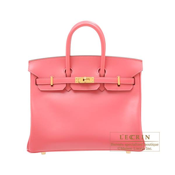 Hermes Birkin bag 25 Rose lipstick Tadelakt leather Gold hardware