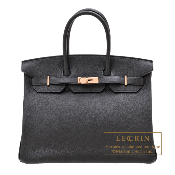 Hermes　Birkin bag 35　Black　Togo leather　Rose gold hardware