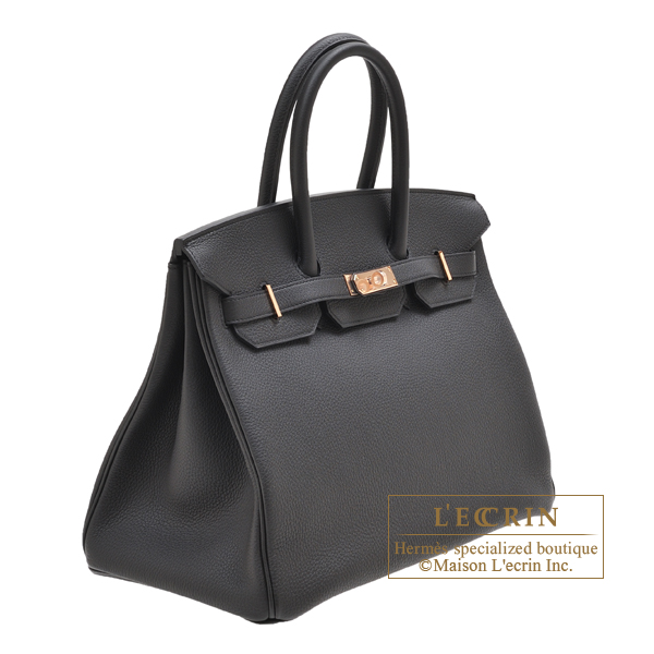 Hermes Birkin bag 35 Black Togo leather Rose gold hardware