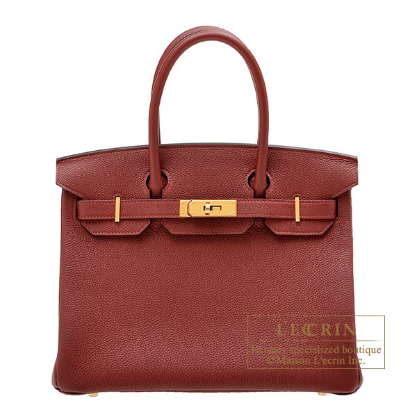 Hermes Hermès Birkin 30 Blue Leather Handbag () In Burgundy