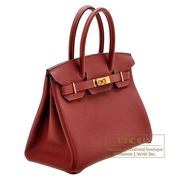 Hermes Birkin 30 Bag Rouge H Gold Hardware Clemence Leather New w