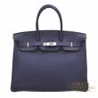 Hermes　Birkin bag 35　Blue encre　Togo leather　Silver hardware