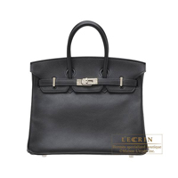 Hermes　Birkin bag 25　Black　Swift leather　Silver hardware