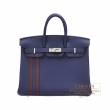 Hermes　Birkin Officier 25　Blue encre/　Bordeaux　Togo leather/　Swift leather　Silver hardware