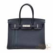 Hermes　Birkin Officier 30　Blue nuit/　Vert cypres　Togo leather/　Swift leather　Silver hardware