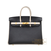 Hermes　Personal Birkin bag 25　Black/Craie　Togo leather　Matt gold hardware