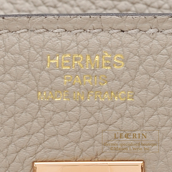 Hermes Birkin 25CM Bag Togo Leather Gold Hardware, CK81 Gris Tourterelle