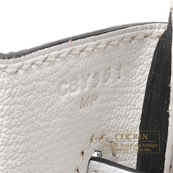Hermes Personal Birkin bag 30 White/Black Clemence leather Silver hardware