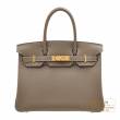 Hermes　Birkin bag 30　Etoupe grey　Novillo leather　Gold hardware