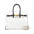 Hermes　Personal Birkin bag 25　White/Black　Clemence leather　Gold hardware