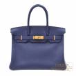 Hermes　Birkin bag 30　Blue saphir　Novillo leather　Gold hardware