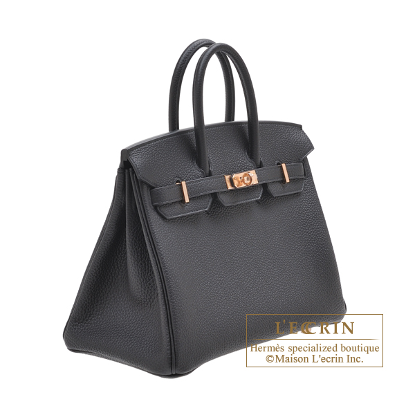 Hermes Birkin 25 Black Togo Rose Gold Hardware in 2023