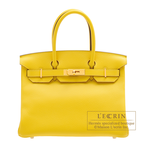 Hermes　Birkin bag 30　Jaune de naples　Novillo leather　Gold hardware