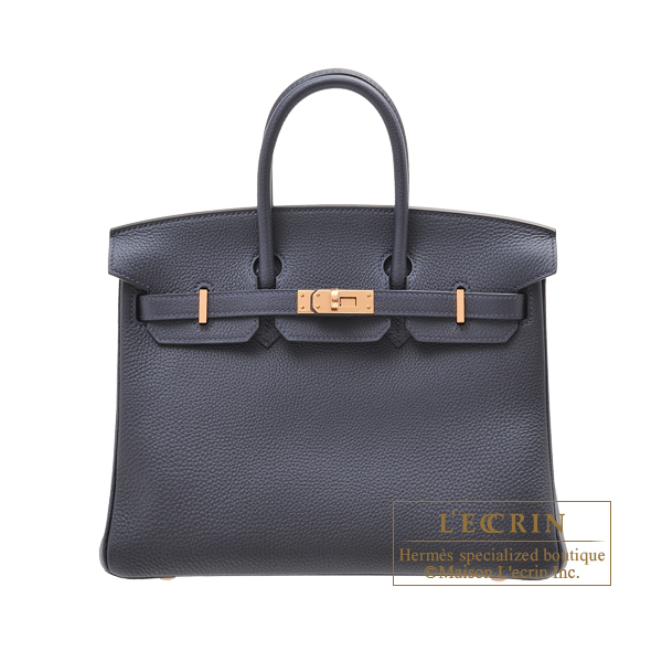 Hermes　Birkin bag 25　Blue nuit　Togo leather　Rose gold hardware